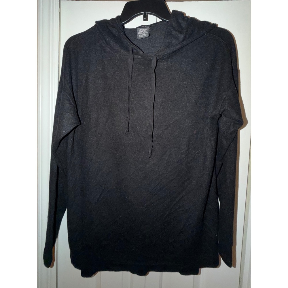 Max & Mia Womens Black Long Sleeve Drawstring Pullover Hoodie